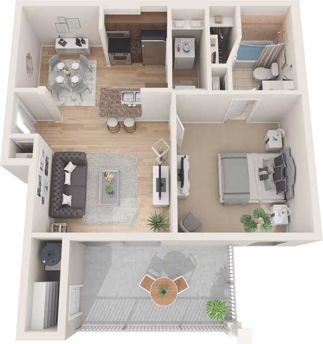1 Bedroom 1 Bath 936 floor plan